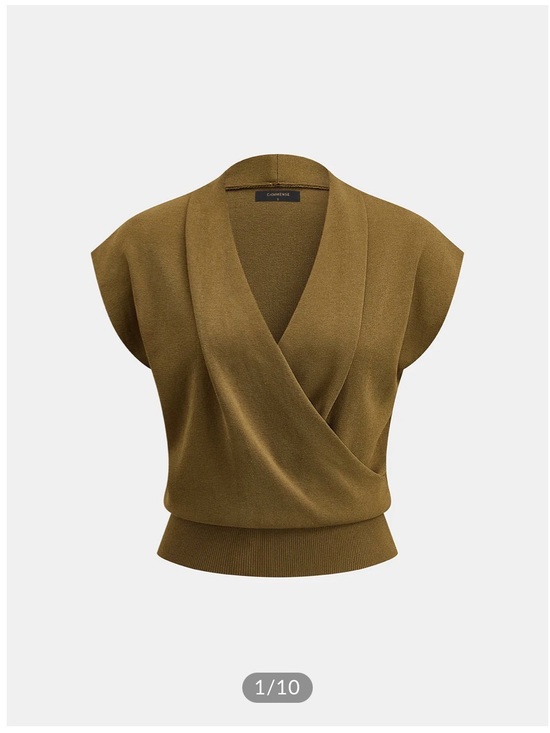 Commense Tops - NWT Commense Olive Draped V-Neck Knit Top Size S